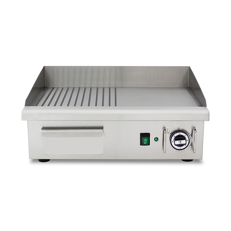 شواية كهربائية نصف ناعمة نصف أخدود من الفولاذ المقاوم للصدأ للمطبخ التجاري