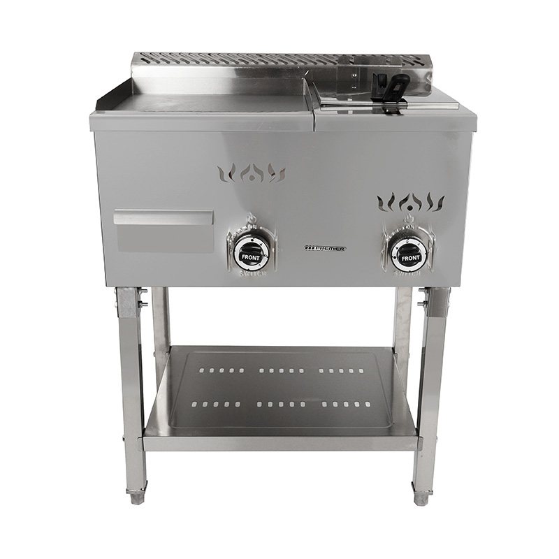 لوحة مسطحة من الفولاذ المقاوم للصدأ، تعمل بالغاز الطبيعي/غاز البترول المسال، وشواية ومقلاة