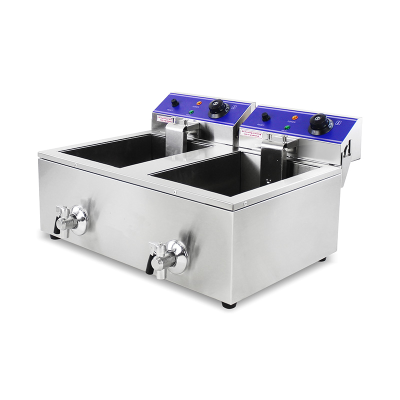 سلال مزدوجة وصمام مقلاة عميقة كهربائية تجارية من الفولاذ المقاوم للصدأ