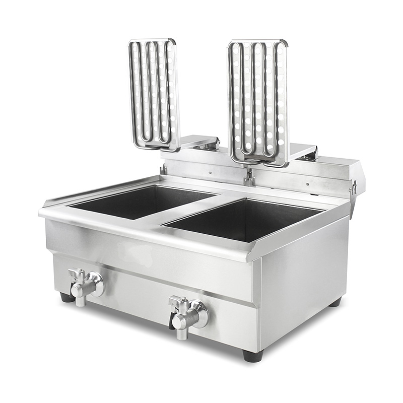 سلال مزدوجة وصمام مقلاة عميقة كهربائية تجارية من الفولاذ المقاوم للصدأ