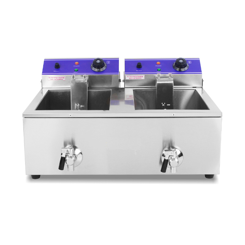 سلال مزدوجة وصمام مقلاة عميقة كهربائية تجارية من الفولاذ المقاوم للصدأ