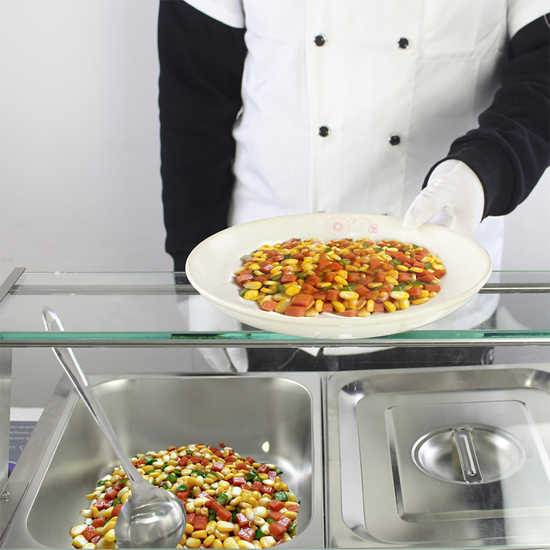 ماكينة باين ماري الكهربائية التجارية من الفولاذ المقاوم للصدأ مع واقي للعطس من الزجاج المقسى