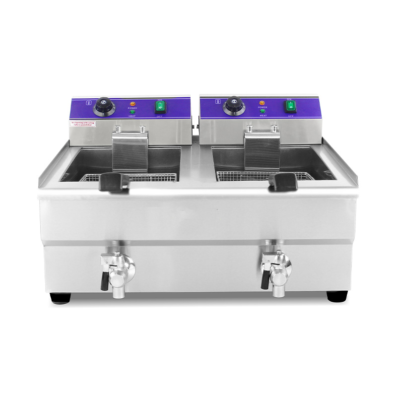 سلال مزدوجة وصمام مقلاة عميقة كهربائية تجارية من الفولاذ المقاوم للصدأ