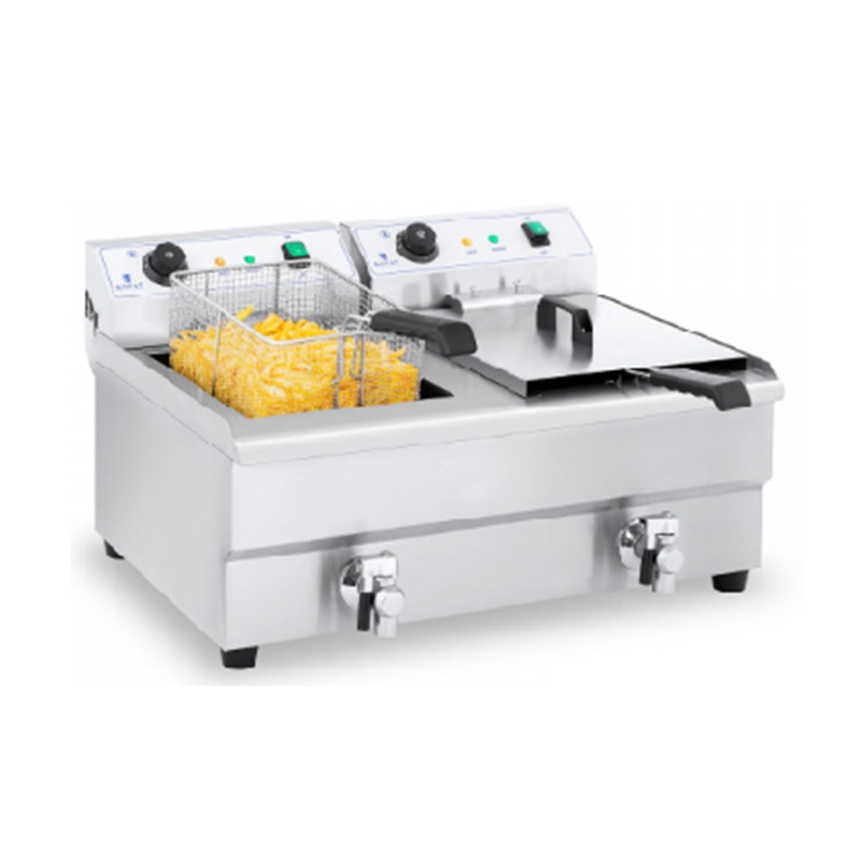 سلال مزدوجة وصمام مقلاة عميقة كهربائية تجارية من الفولاذ المقاوم للصدأ