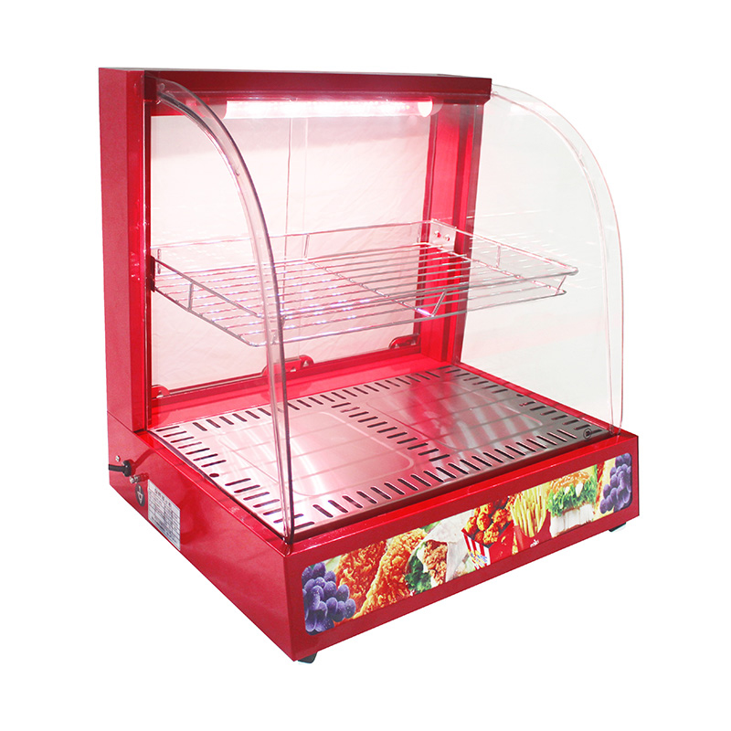 الفولاذ المقاوم للصدأ المطبخ التجاري الكهربائية قوس زجاجي عرض الطعام آلة أكثر دفئا