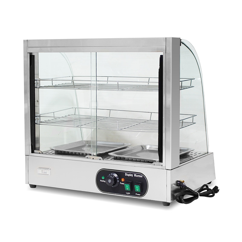الفولاذ المقاوم للصدأ المطبخ التجاري الكهربائية قوس زجاجي عرض الطعام آلة أكثر دفئا