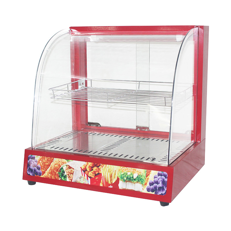 الفولاذ المقاوم للصدأ المطبخ التجاري الكهربائية قوس زجاجي عرض الطعام آلة أكثر دفئا