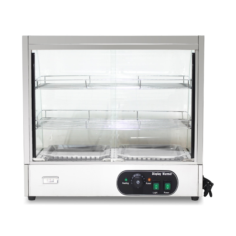الفولاذ المقاوم للصدأ المطبخ التجاري الكهربائية قوس زجاجي عرض الطعام آلة أكثر دفئا